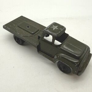 Vtg Tootsietoy Military 1954 Ford Flatbed Truck Diecast Olive Green Chicago USA